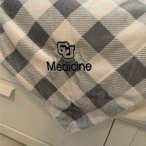 CU Medicine Gray and White Plaid Blanket